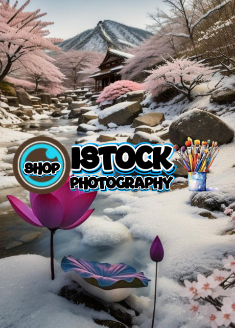 Pink Lotus in a Snowy Landscape