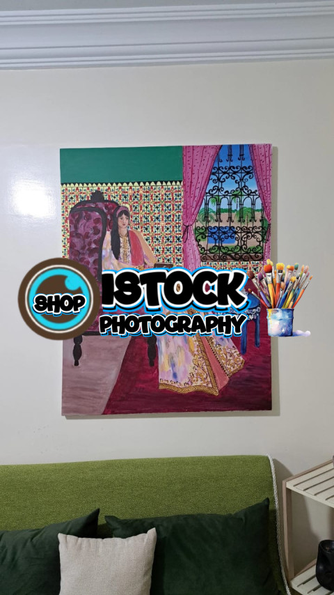 100×80cm Peinture acrylique sur toile Inspiré du décor de la Mamounia et les couleurs Majorelle