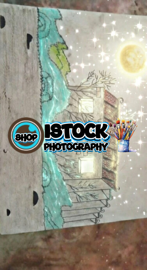 Surreal Watercolor Fantasy: Magical Traditional Home in Dreamy Night Sky"